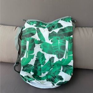 Green Leaf Print Waterproof Roll Bag